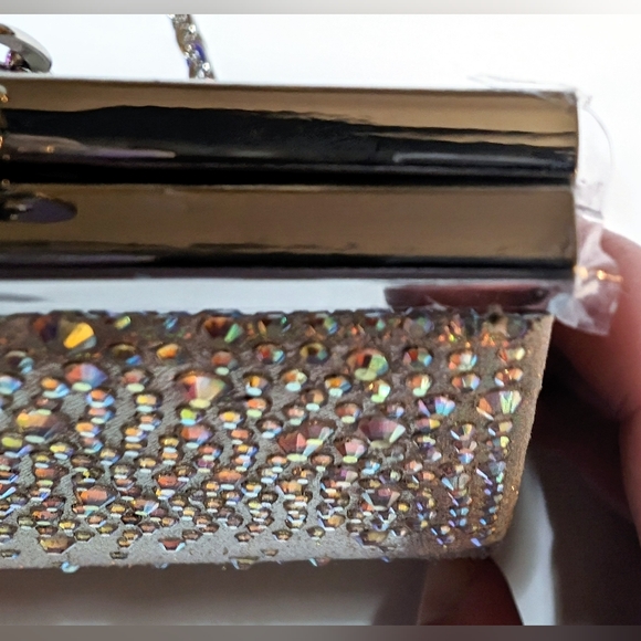 INC International Concepts Carolyn Ombre Clutch Silver Chain Shoulder Rhinestone - Picture 9 of 13